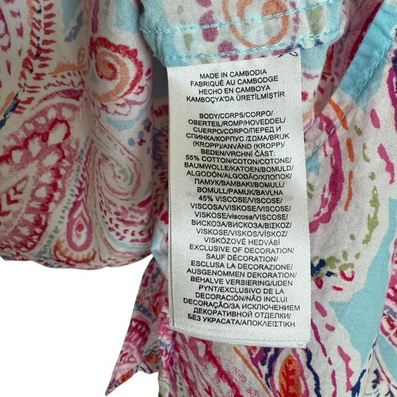 Lauren Ralph Lauren Women's L Paisley Long Sleeve Button-Up Shirt Pink Blue - Picture 7 of 7